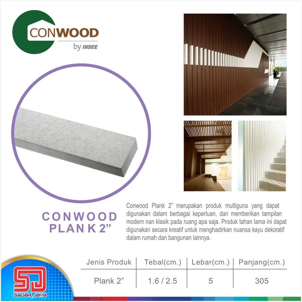 Conwood Plank 2&quot; Lebar 5cm Wall Decorative Dinding Luar Panel Dekorasi Fasad Kanopi Roof Eksterior