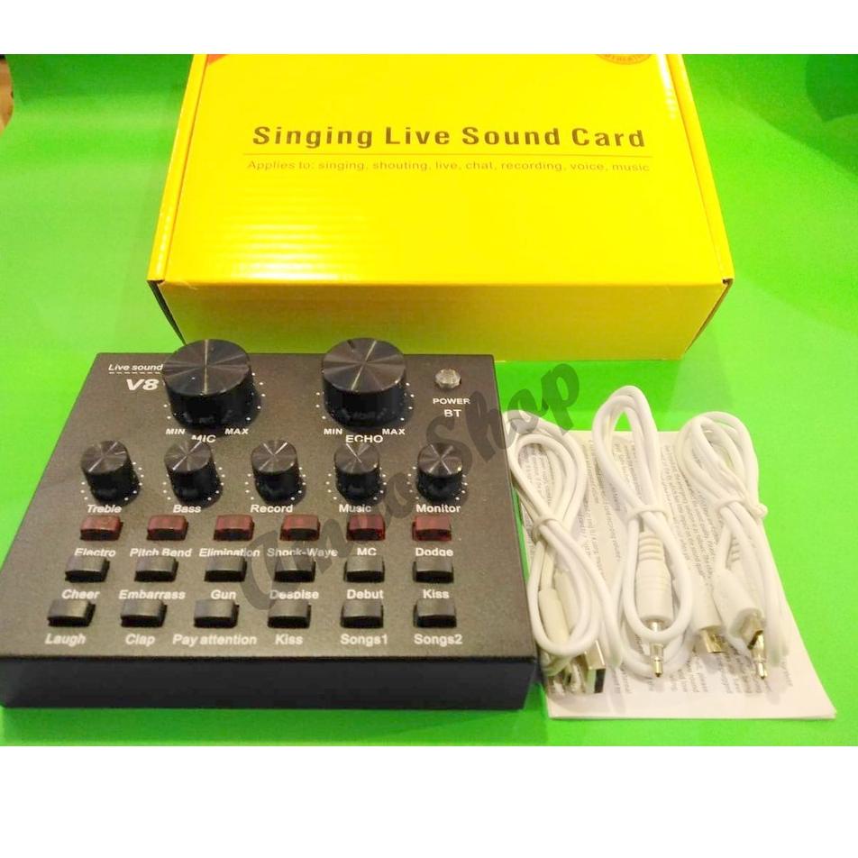 Paling Laris Sound Card V8 Singing Live Soundcard Mixer External Audio Microphone