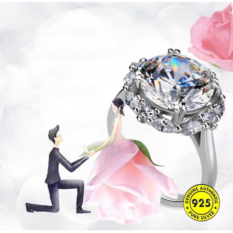 Cincin Fashion Moissanite Wanita Mewah Kadar 5karat M210