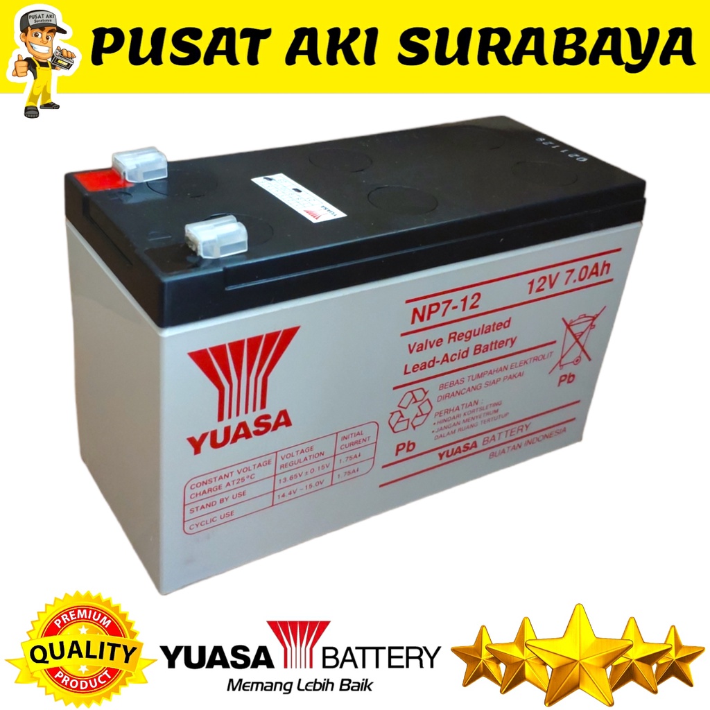 KUALITAS TINGGI YUASA 12V 7AH  EMERGENCY LAMP MOBILAN MOTORAN ANAK MAINAN EXOTIC PLIKO SPEEDS YUKITA NP7-12