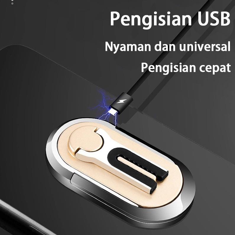 PROMO AWAL TAHUN Korek Api Elektrik Ring Holder Handphone USB Lighter Stand Hp / Pemantik rokok gesp