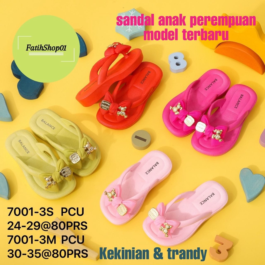 Sandal jepit pita anak perempuan wedges motif pita balance 7001-3s (24-35)