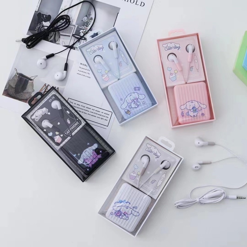 [ XY 78 ] Set Headset earphone karakter IMUT CUTE DOG &amp;LUCU / Wadah Earphone in ear