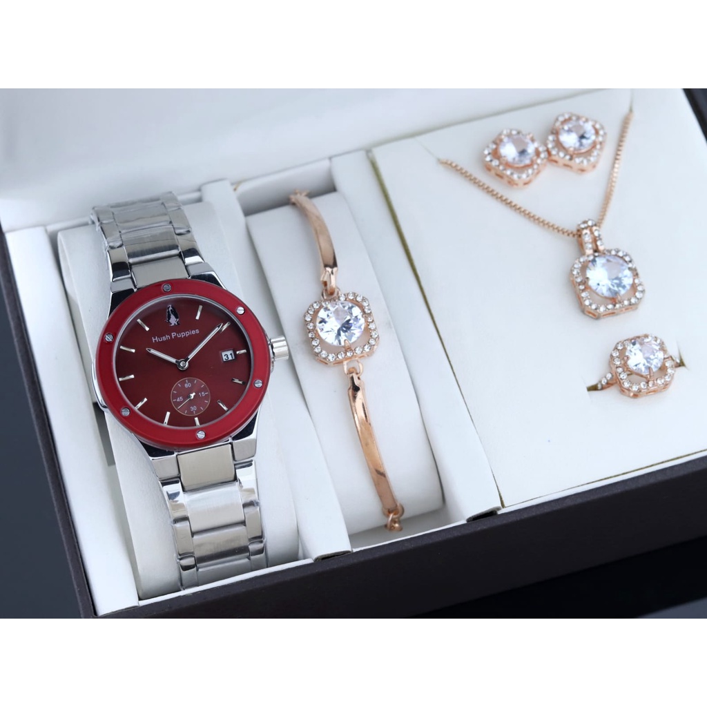 Jam tangan wanita Fullset Aksesoris Rantai Stainless Tahan Air Dan Free Batrai