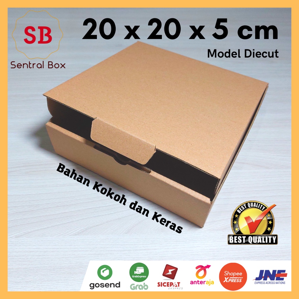 

( Min.order 5 pcs ) Kardus 20 x 20 x 5 cm..... Die Cut ( untuk pembelian di atas 10 pcs harga lebih murah )