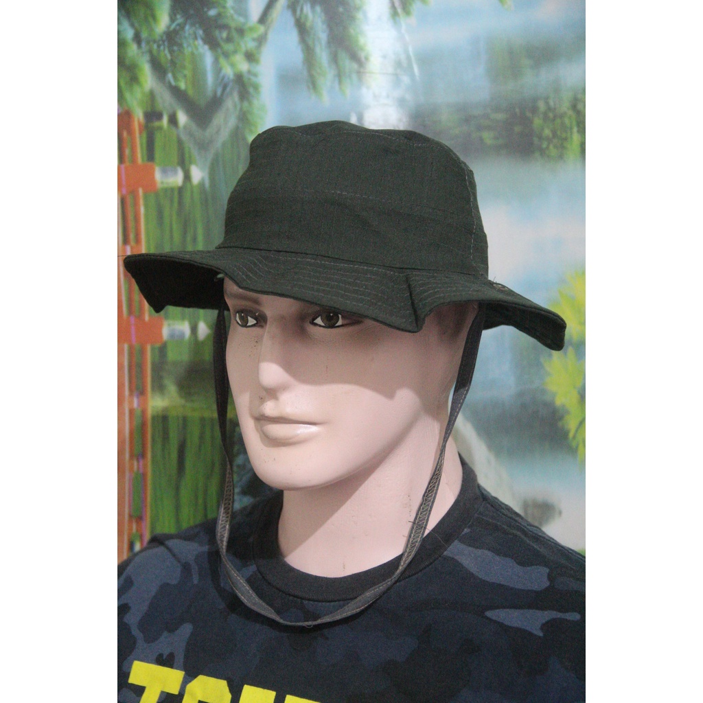 TOPI RIMBA TOPI GUNUNG TOPI HUTAN BUCKET OUTDOR PENDAKI GUNUNG (PUTIH)