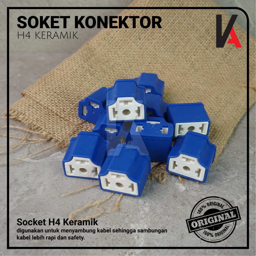 Socket Seal Beam Ceramic / Soket Sealbeam Bohlam H4 / Rumah Lampu Mobil Motor H4 Keramik (Kosongan)