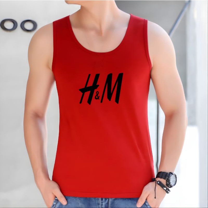 Singlet Pria Dewasa HM Kaos Singlet Pria Cotton Combed Kaos Lekbong Pria-Merah