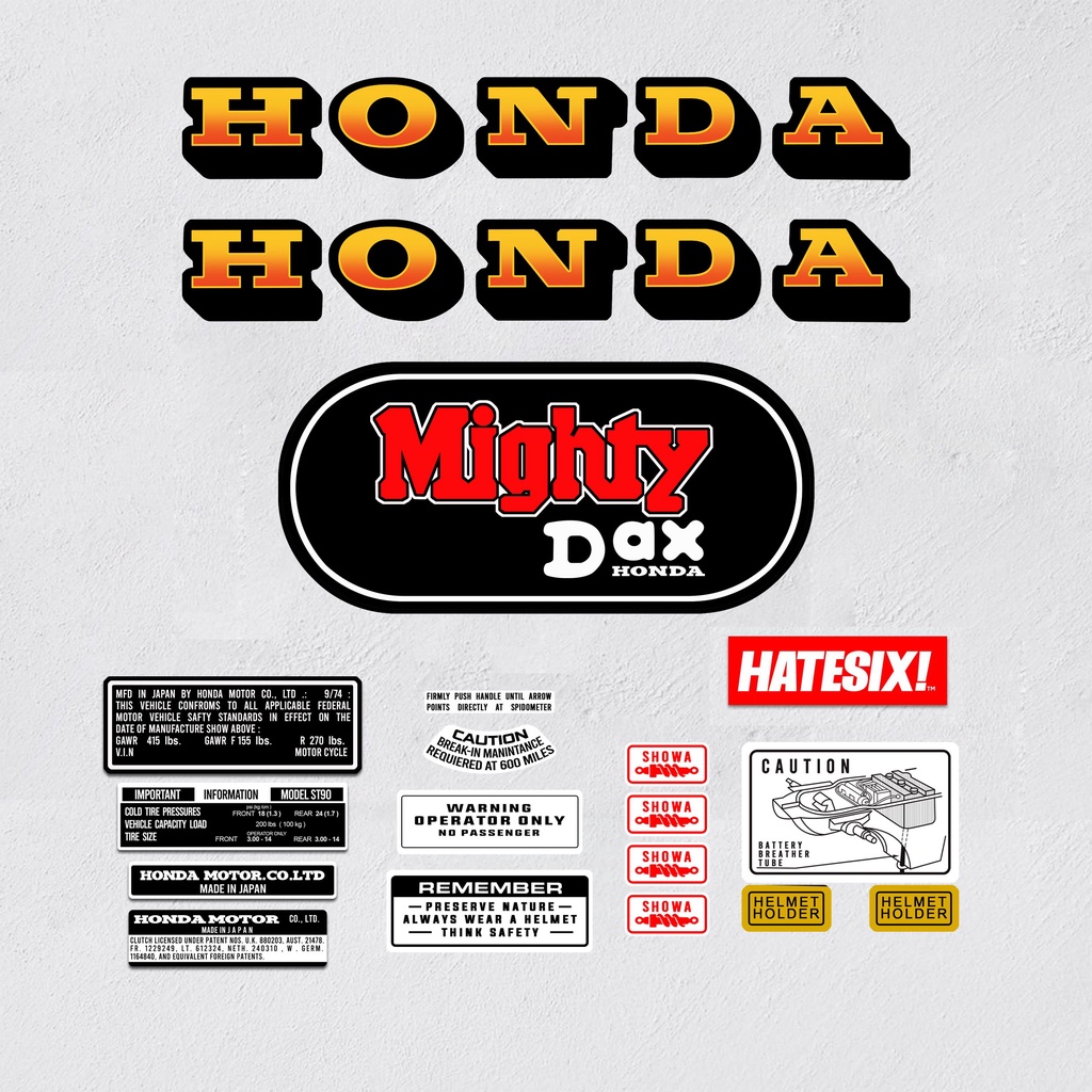 Sticker Stiker Decal Honda DAX ST90 ST 90 Mighty 1973 Hatesix