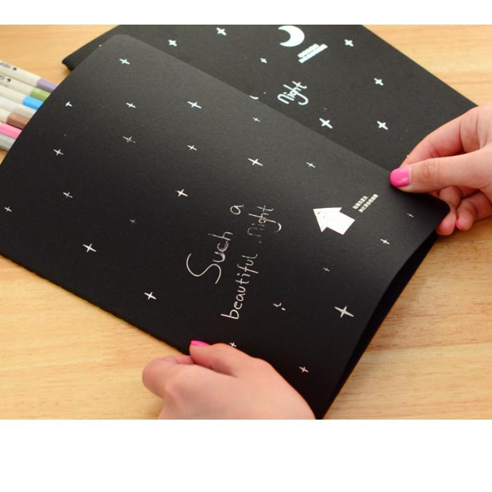 ㅰ BUKU HITAM / Black Paper / Buku Kertas Hitam Polos / Black Scrap Book Hitam / Notes DIY Hitam Polo