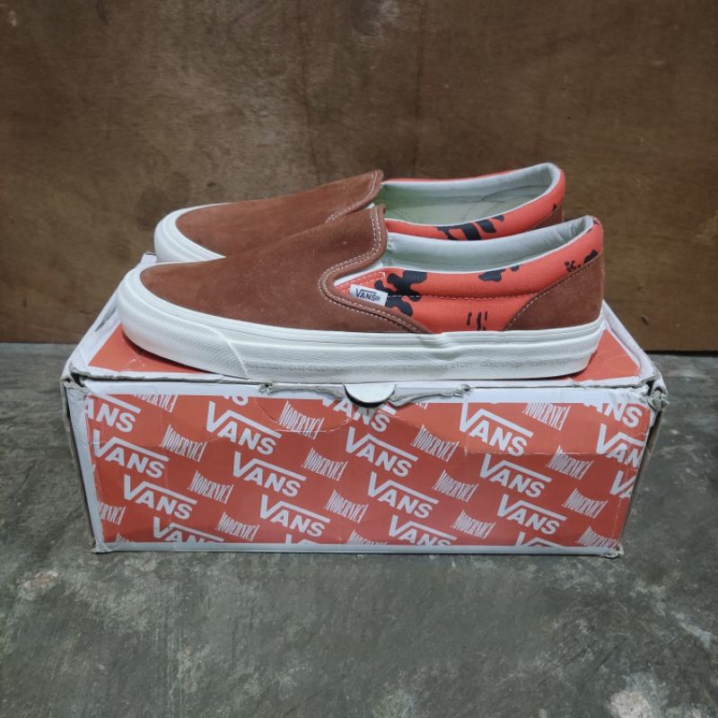 Vans Vault OG Slip-On LX x MODERNICA Leather Brown 100% Original resmi