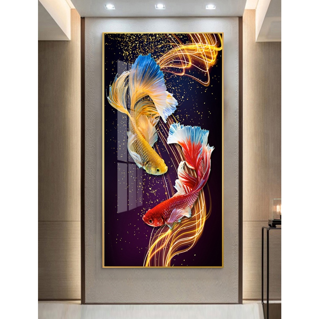 lukisan porcelain 5d lukisan diamond lukisan ikan fish 5D