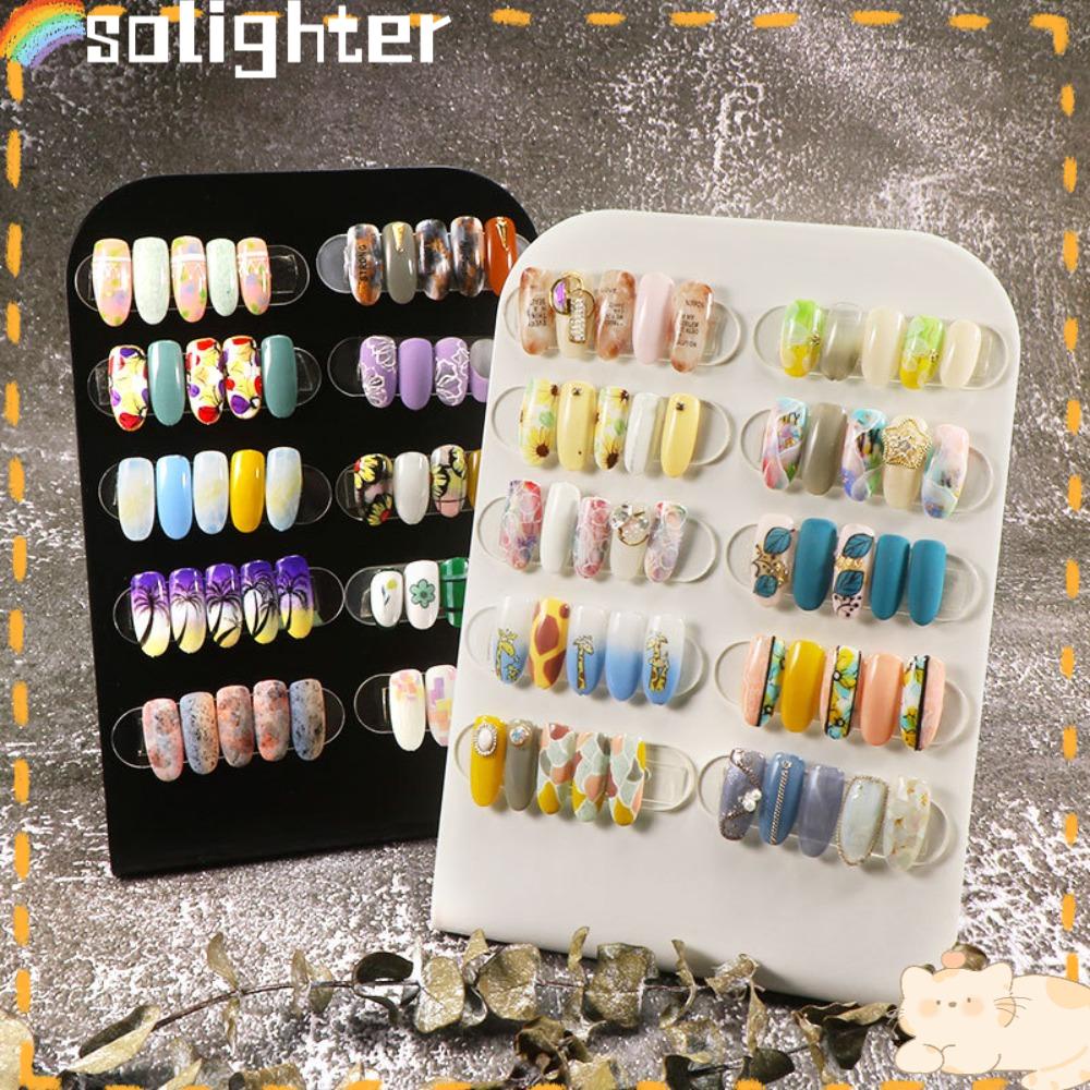 Solighter Nail Tips Art Stand Nail Color Stand Removable Rak Tunjukan Tip Kuku Palsu