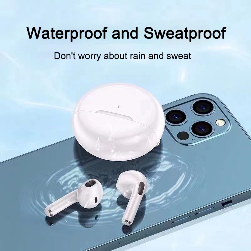 TWS Pro6 Long Battery Life Headset Bluetooth Bass 9D HiFi Stereo Sound Earphone Wireless Waterproof Headphone Henset Bloetooth with Microphone Sport Handset Hedset Handsfree Earbuds Hendset Hanset Hetset Heandset