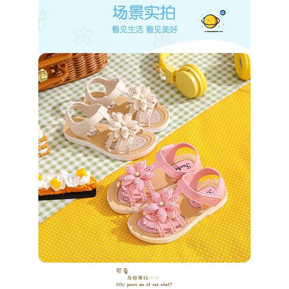Sandal Jelly Slippers Girls Bunga Matahari Strip 3 Import High Quality
