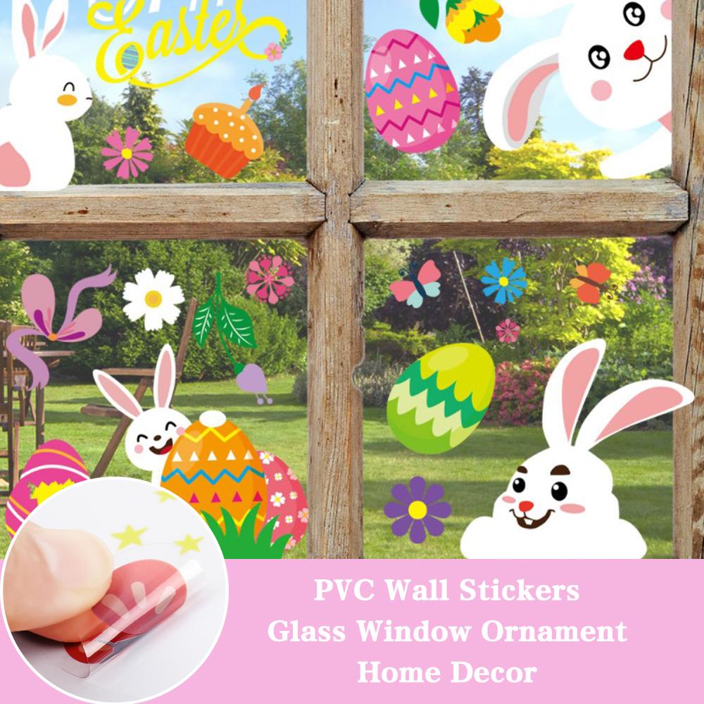 Populer Stiker Dinding PVC Removable Hiasan Furniture Dekorasi Rumah Motif Telur Kelinci Decal