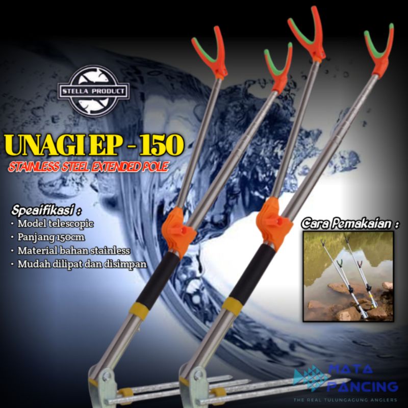 Unagi congkok cagak dudukan atau penyangga joran tegek teleskopik stainless antena standing tegek