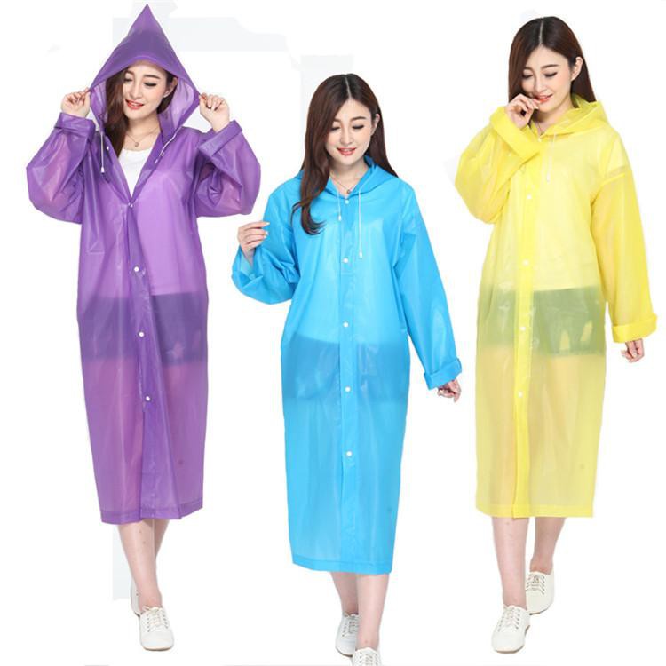 Jas Hujan Dewasa Model Poncho Waterproof Bahan EVA Tebal / Jas Hujan Mantel Korea + Hoodie Semi Tran