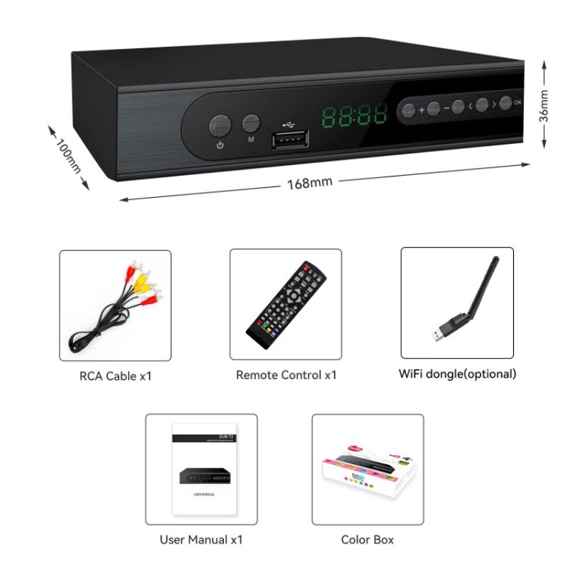 DCOLOR DVB T2 WIFI SET TOP BOX DIGITAL STB SUPER HD DC-002