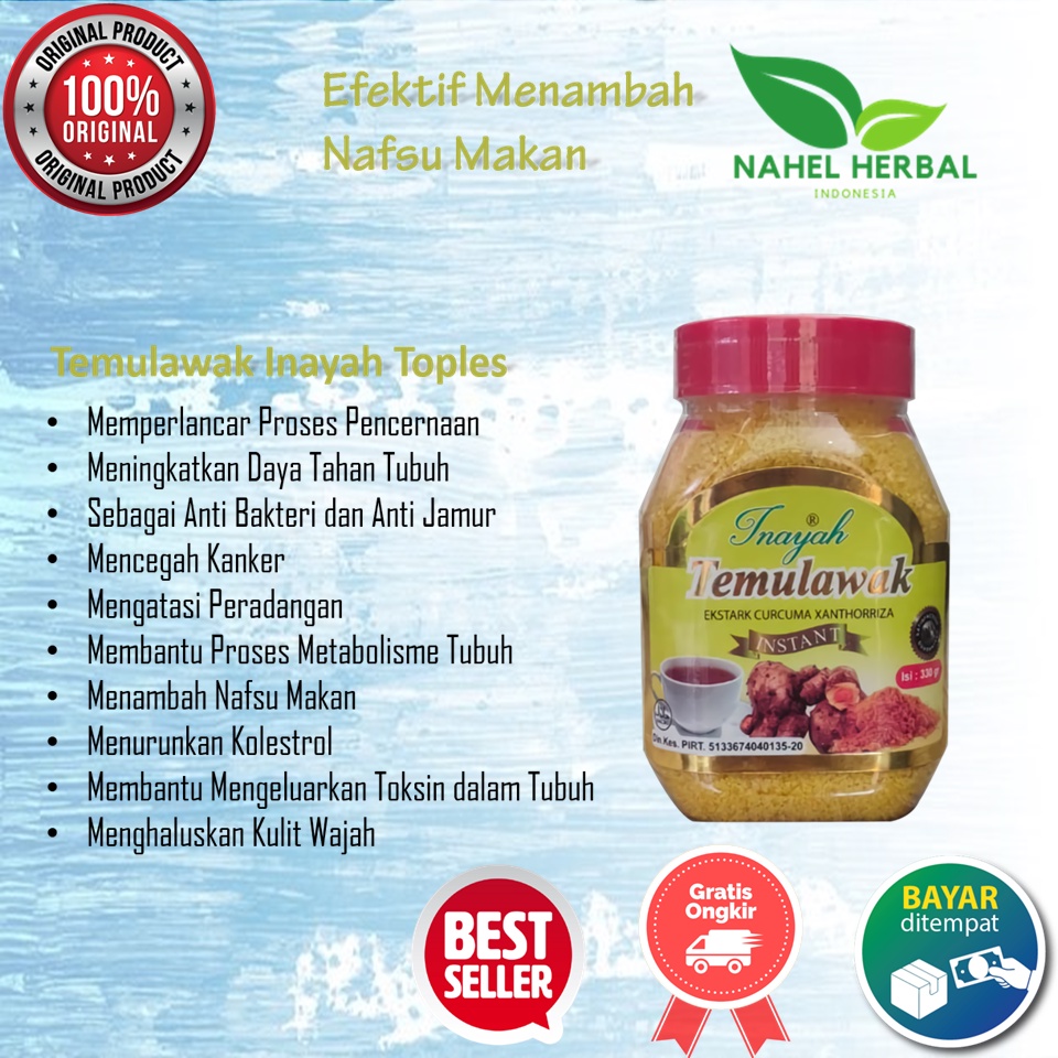 Cod Suplemen Penggemuk Alami Temulawak Bubuk Instan Inayah 330G 100% Original Bpom - Asli Obat Gemuk
