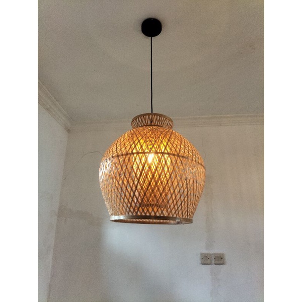 kap lampu krista oval/lampu gantung unik/lampu hias anyaman