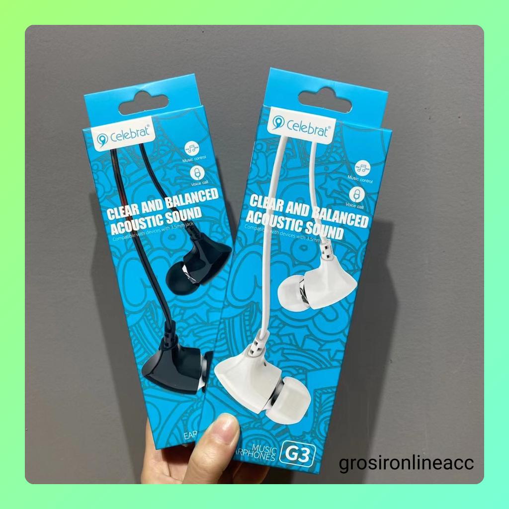 Handsfree Headset Celebrat G3 G6 G19 Pure Sound High Quality In-Ear Earphone with Mic Clear balanced acoustic sound