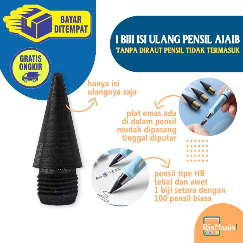 REFILL EVERLASTING PENCIL - 1 pcs Isi Ulang Pensil HB Ajaib Tanpa Rautan Awet Tidak Bisa Habis Eternal Tidak Perlu Diraut Unlimited Tanpa Batas Pen Alat Tulis Sekolah Peralatan Kantor Stationary Mahasiswa Kuliah