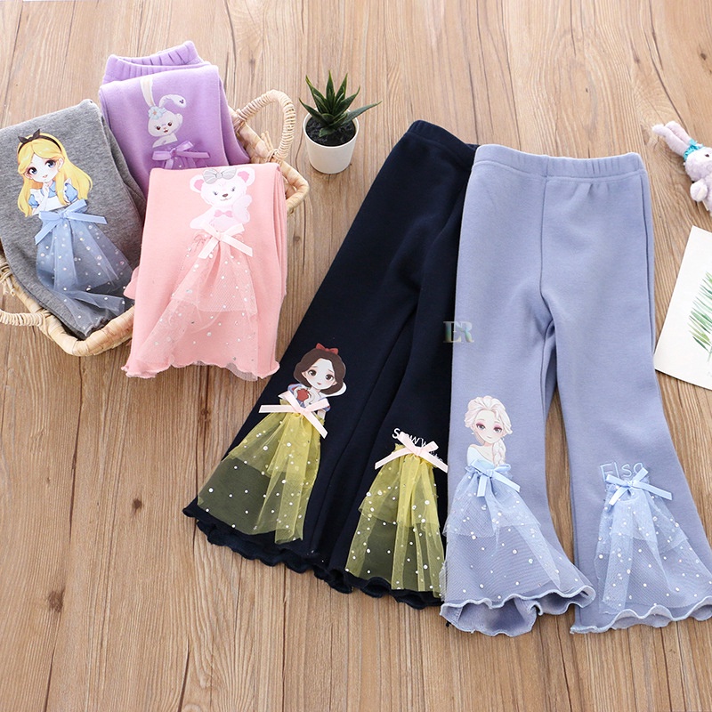 LNR Shop Legging Anak Perempuan Import 3D Motif Princess Frozen Elsa Alice Stella Lou Shellis May Celana Panjang Ketat Cutbray Skinny Autumn Kids Clothes Hot Pants Cartoon Stretch Bahan Katun Elastis Lejing Lejjing