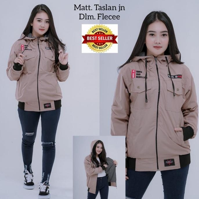 Jaket Wanita Parasut Cewek Korea Motor Jaket Bomber Semi Parka Terbaru
