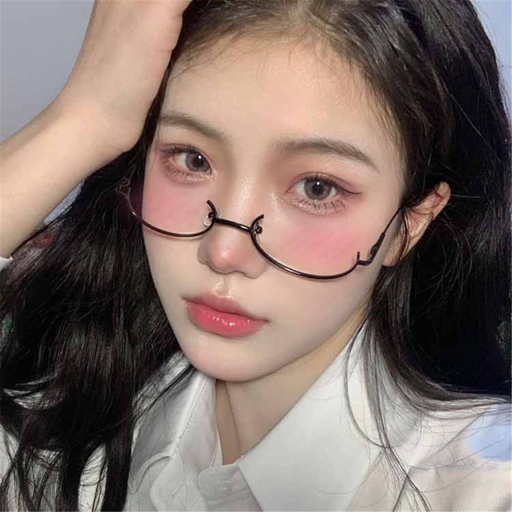 COD❤️Kacamata Pendant Frame Fashon Korea Wanita Half-Frame Glasses Setengah Bingkai Anti-slip Cosplay Accessories Netflix Dekoratif