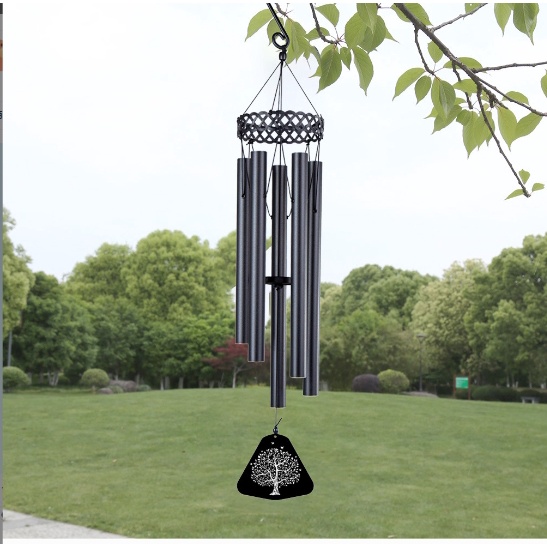 Fungling Melody Wind Chime besar Genta Angin 6 Batang Black merdu