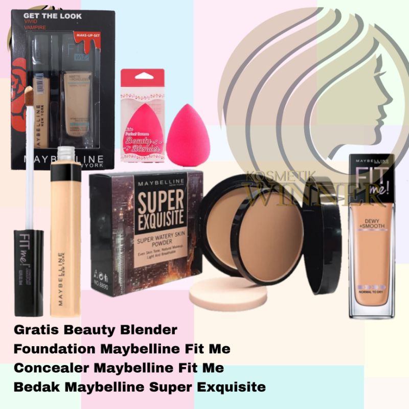 Paket Hemat Maybelline Fit Me! Foundation Concealer + Bedak Exquisite Maybelline 2in1