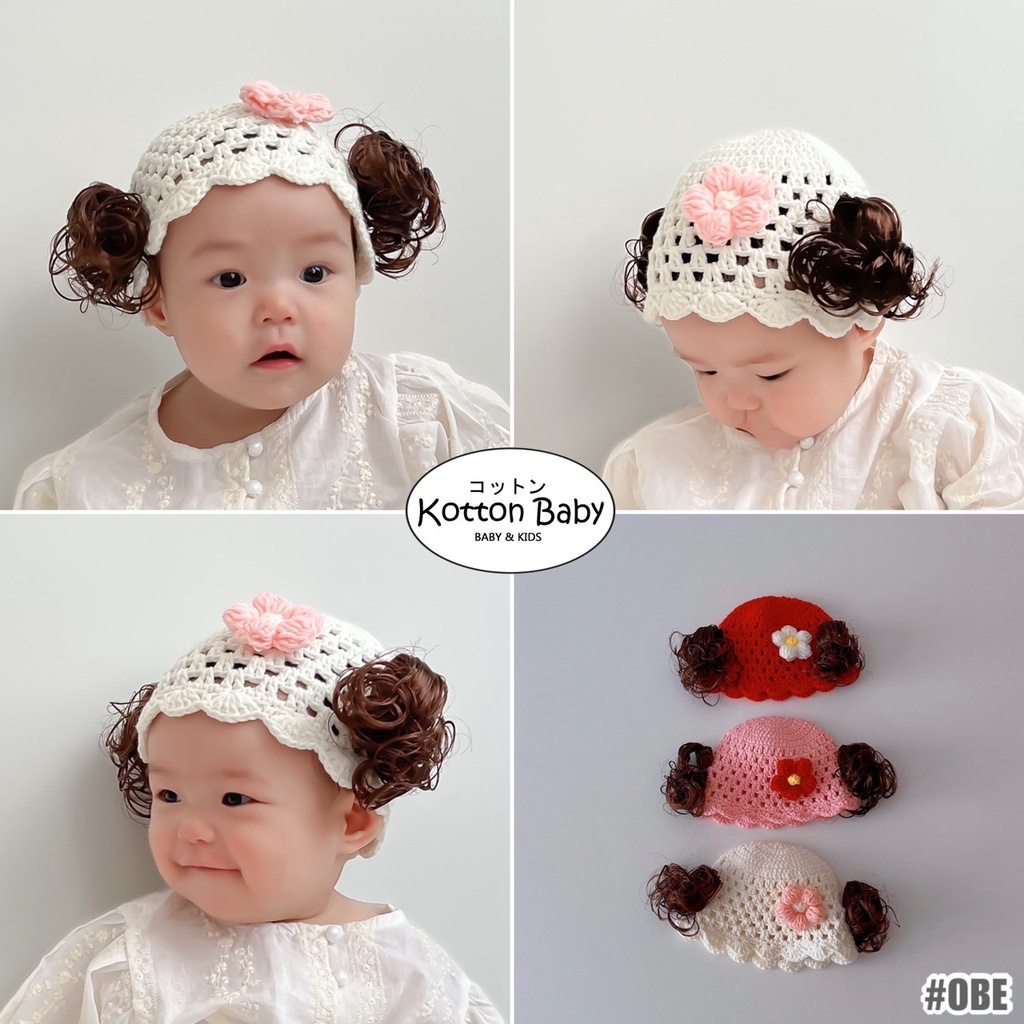 0-3 thn || Topi Wig Korea Bayi Rambut Palsu Newborn Anak Polos Kupluk Karakter Lucu Emen Anak Impor Catalog OIMG OBE