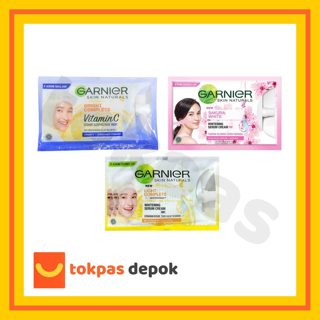 Garnier Skin Naturals Light Complete / Sakura White Whitening Serum Cream Kemasan Sachet 7 ml