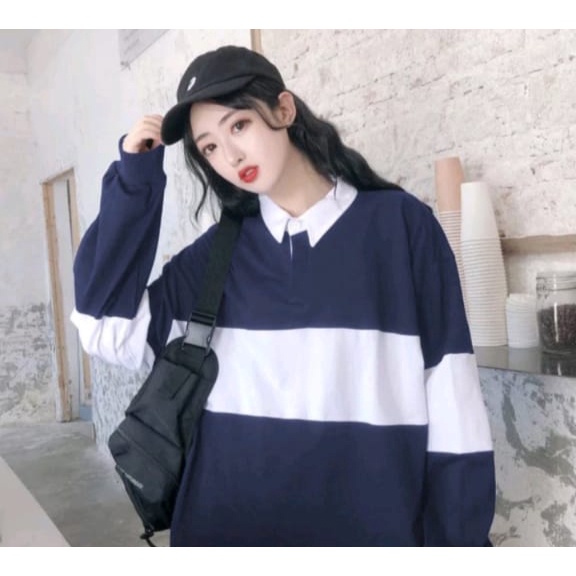 JENNY RUGBY OVERSIZE SWEATER KERAH OVERSIZE UNISEX BAHAN FLECEE