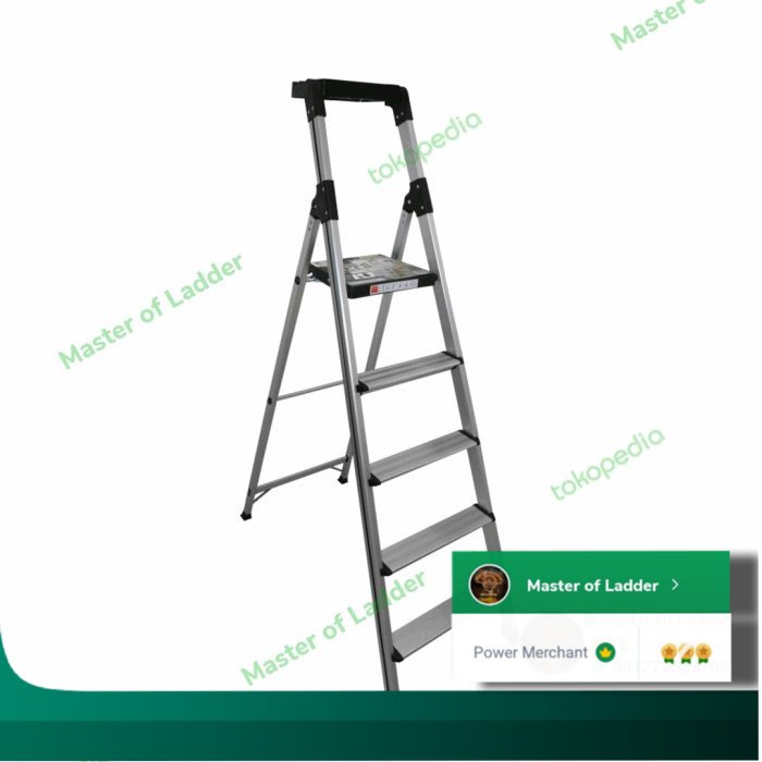 Krisbow tangga lipat aluminium 5 Step handle