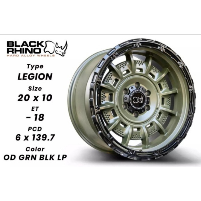 Velg Racing Original Black Rhino Legioi Ring 20 Pajero Hilux Dll