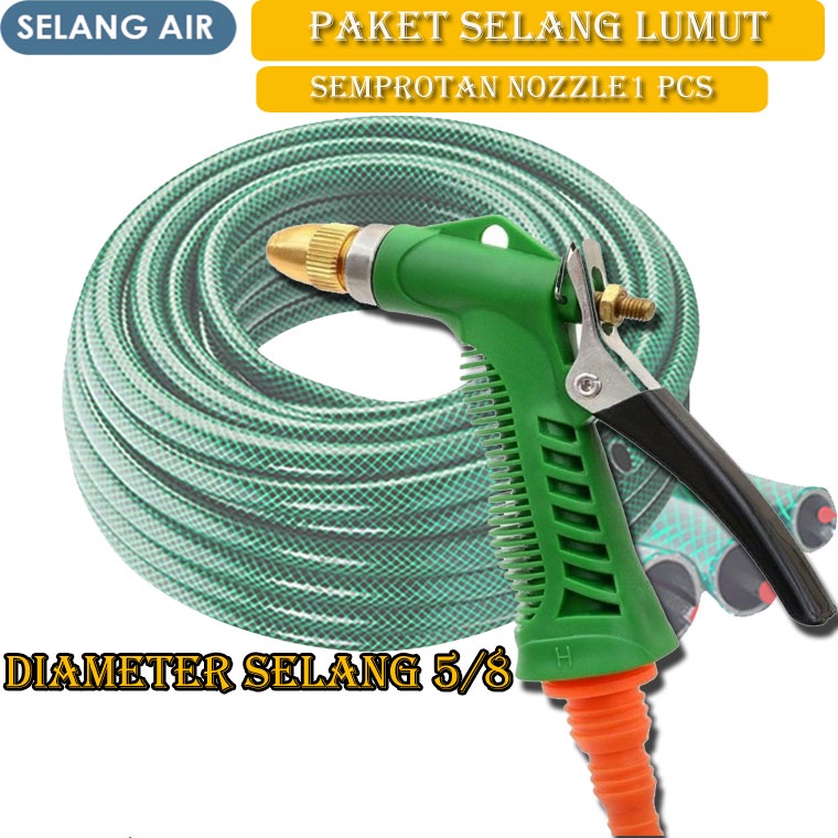 Selang Air Paketan / semprotan air penyiram tanaman / Alat Cuci Motor / Paket Selang Air Singgle Layer Hose 3 Sampai 15 Meter