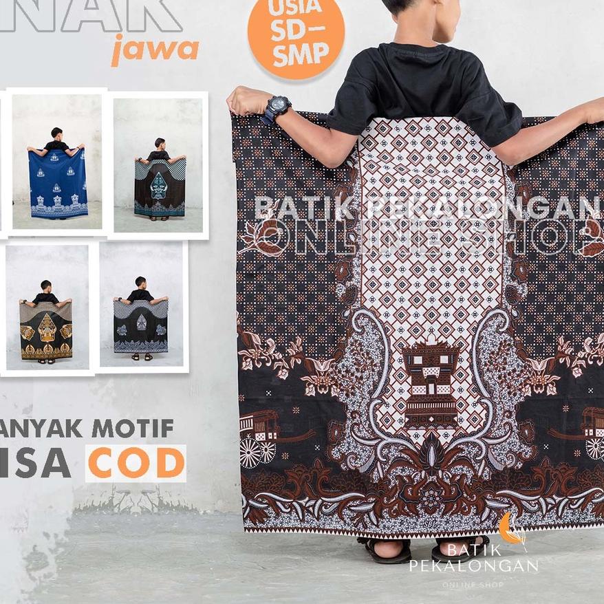 Hot Sale -  Sarung Batik Anak Laki Laki Motif Wayang Bima Semar Gunungan Menara Jawa