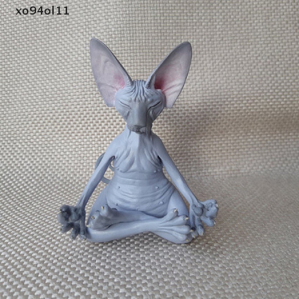 Xo Sphynx Kucing Meditate Koleksi Patung Miniatur Buatan Tangan Dekorasi Hewan Mainan OL