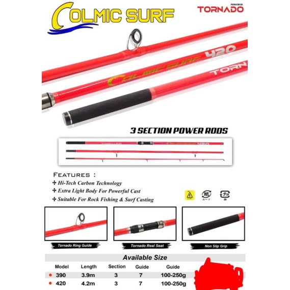 Ready Termurah Joran Tornado Colmic Surf 390 420