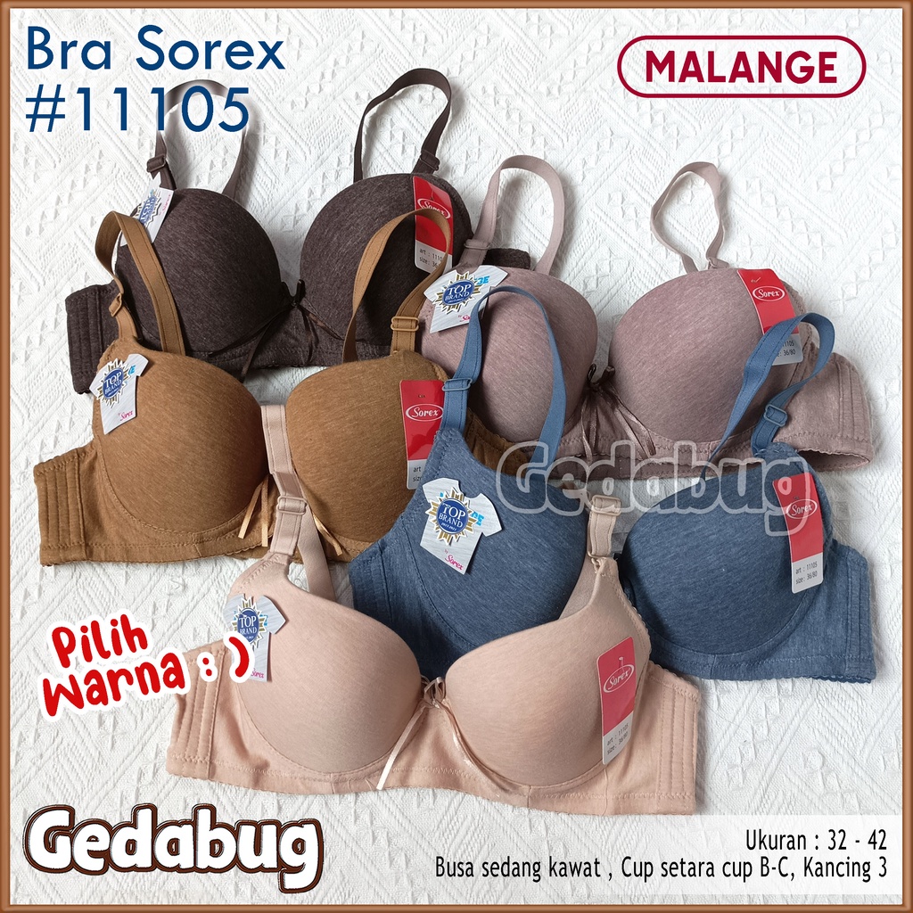 Sorex Bra 11105 Malange Collection | Bh Busa kawat Cup setara Cup B-C kancing 3 | Gedabug