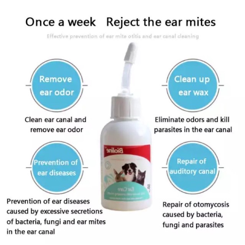 BIOLINE Ear Drop Care 50ml / Cairan Pembersih Telinga Anjing Kucing