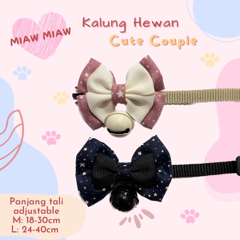 Kalung Kucing Kalung Anjing Pita Lonceng Couple Edition by Miaw Miaw