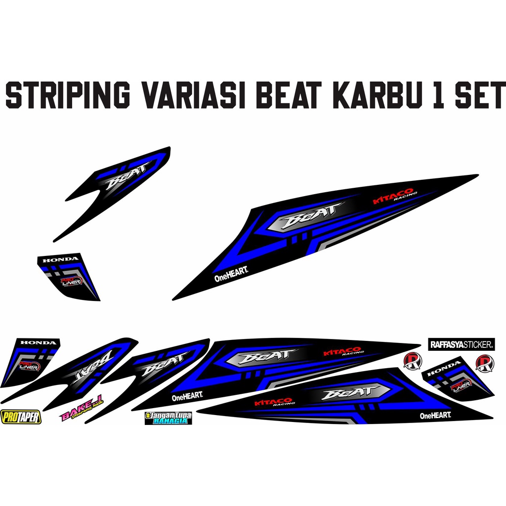 STRIPING VARIASI HONDA BEAT KARBU LIS BIRU VIRAL3 STIKER