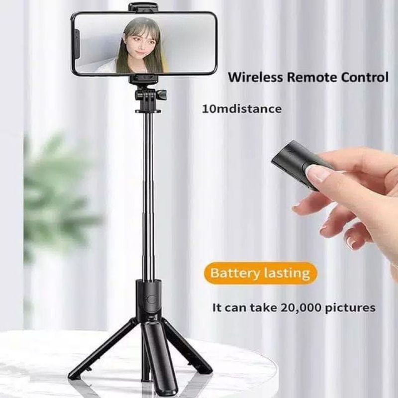 Tongsis wireless / stick Tomsis wireless tripod lipat / tongsis tripod bluetooth 3in1 remote selfie