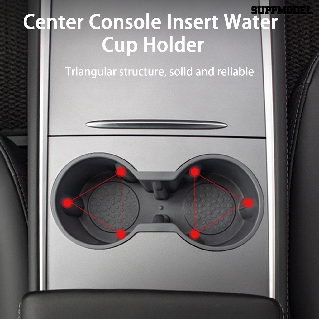 [Dekorasi] Holder Gelas Mobil Anti Air Dapat Diganti Lubang Ganda Center Console Insert Water Cup Holder Untuk Model Y /3