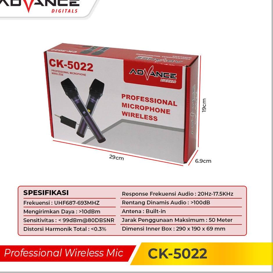 Langsung Order 【Barang spot】Advance Mic Ck-5022 Microphone Profesional Wireless Dual 2 Mic Duet Kere