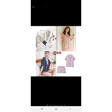 UNIQLO Satin Pajamas Short Sleeves & Shorts - Cherry
