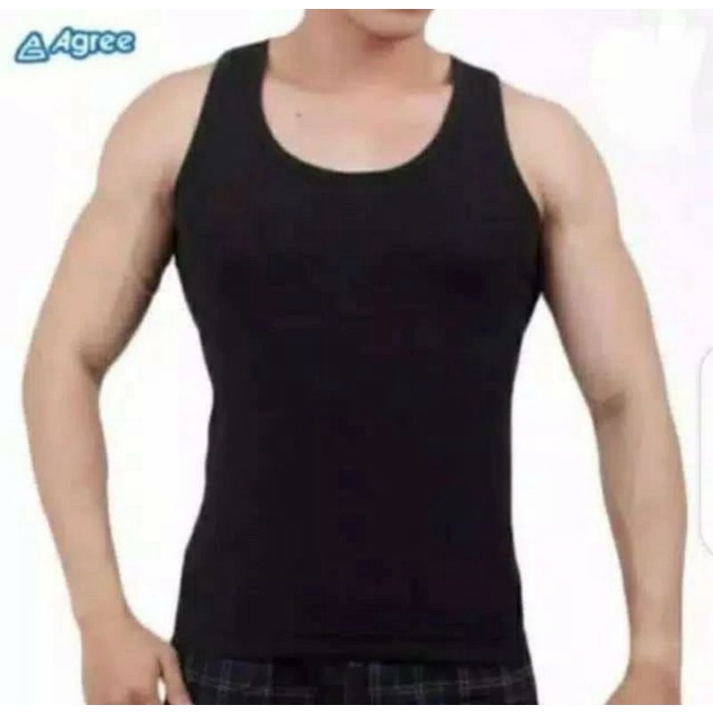 Kaos singlet Pria Agree singlet putih / hitam M, L, XL